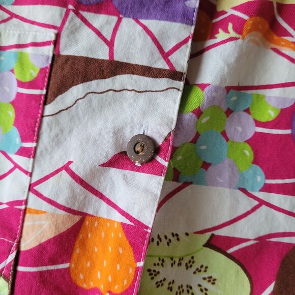 Vintage 80s Esprit Kids Food Fruit Print Button Short Sleeve Shirt Teens Sz L - Picture 12 of 14